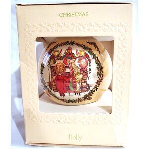 Holly Decorations Kids Hang Stockings by Fireplace glass ball Christmas Ornament
